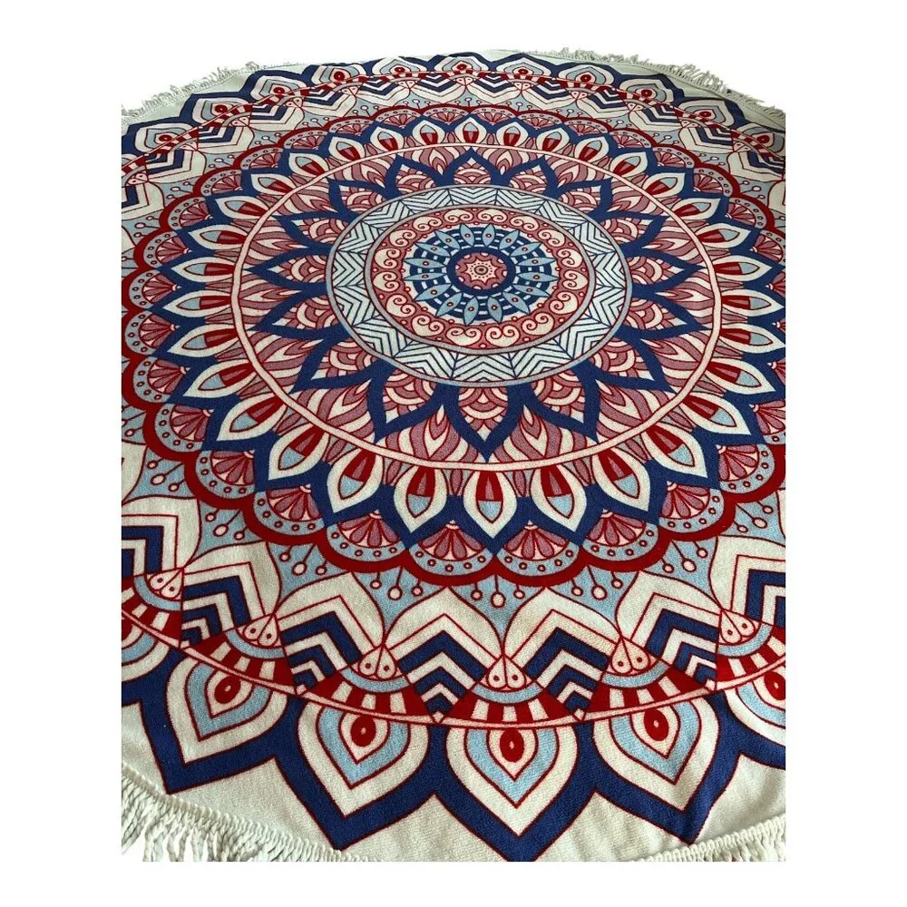 NWT Swim by Cacique Lane Bryant Round Mandala Beach Towel – 61” Red White Blue F